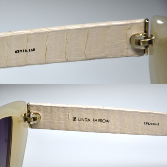 LINDA FARROW LFL305 C8 SHELL ASH SNAKE GRADIENT GREY CAT EYE SUNGLASSES. 63 mm - Picture 8 of 12